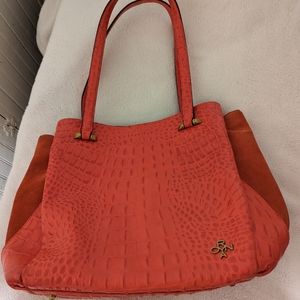 orYANY red leather handbag. Crocodile style